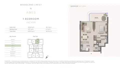 Plattegrond van 1 slaapkamer in Woodland Crest