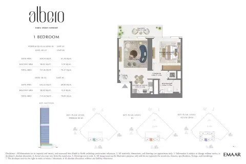 Plattegrond van 1 slaapkamer in Albero