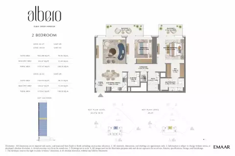 Plattegrond van 2 slaapkamers in Albero