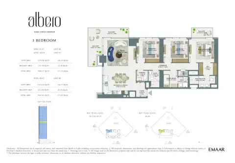 Plattegrond van 3 slaapkamers in Albero