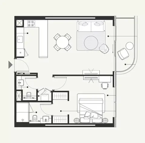 Plattegrond van 1 slaapkamer in Azizi Amir