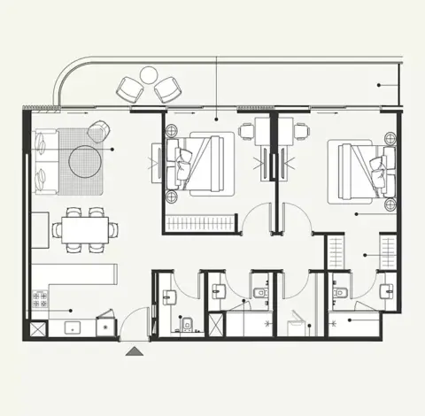 Plattegrond van 2 slaapkamers in Azizi Amir