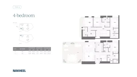 Plattegrond van 4 slaapkamers in Bay Grove Residences Phase 2 By Nakheel