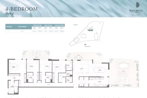Plattegrond van 4 slaapkamers in Bay Grove Residences Phase 2 By Nakheel