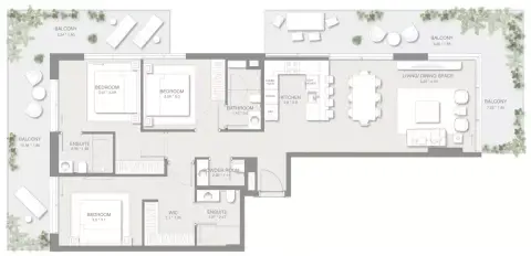 Plattegrond van 3 slaapkamers in Sol Levante