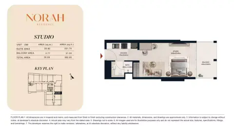 Plattegrond van Studio in Norah Residence