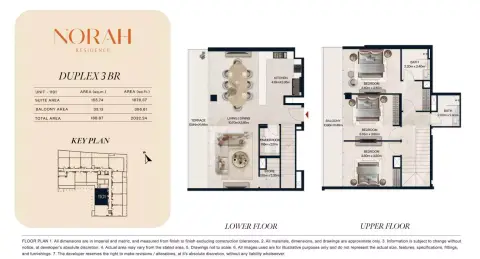 Plattegrond van 3 slaapkamers in Norah Residence