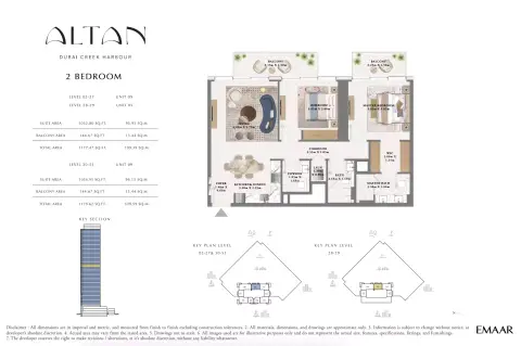 Plattegrond van 2 slaapkamers in Altan