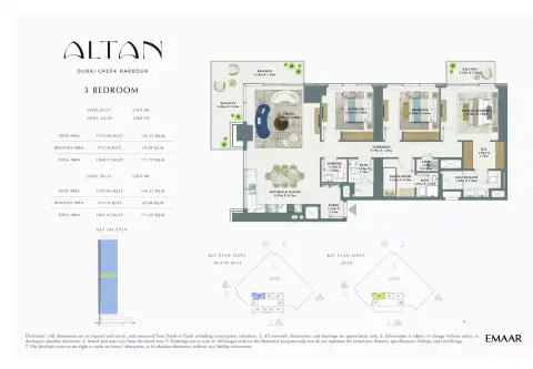 Plattegrond van 3 slaapkamers in Altan