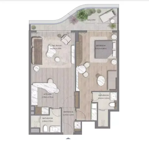 Plattegrond van 1 slaapkamer in Tomorrow 166