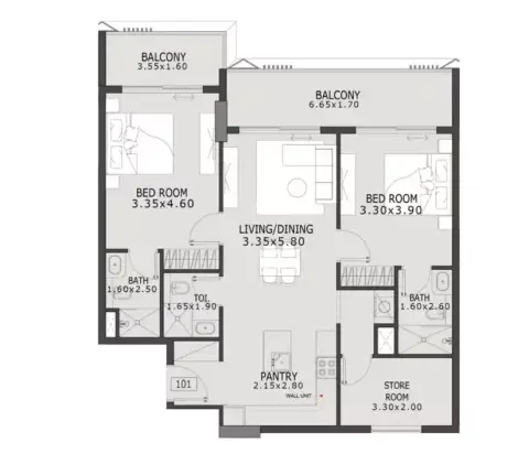 Plattegrond van 2 slaapkamers in Coventry 66