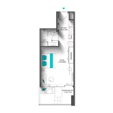 Plattegrond van Studio in Reef 998