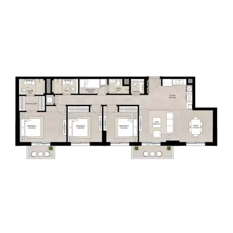 Plattegrond van 3 slaapkamers in Olbia