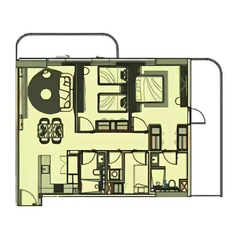 Plattegrond van 2 slaapkamers in Cove Grand