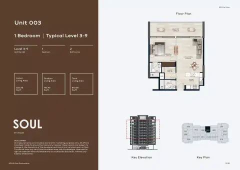 Plattegrond van 1 slaapkamer in Soul by Vision