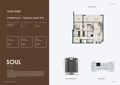 Plattegrond van 2 slaapkamers in Soul by Vision