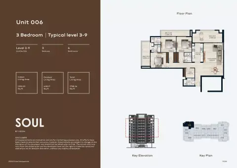 Plattegrond van 3 slaapkamers in Soul by Vision