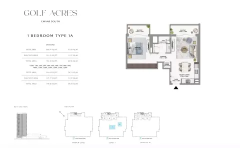 Plattegrond van 1 slaapkamer in Golf Acres