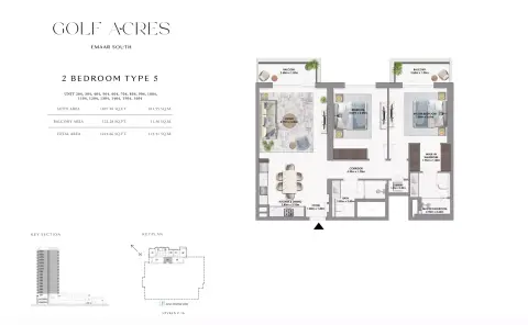 Plattegrond van 2 slaapkamers in Golf Acres