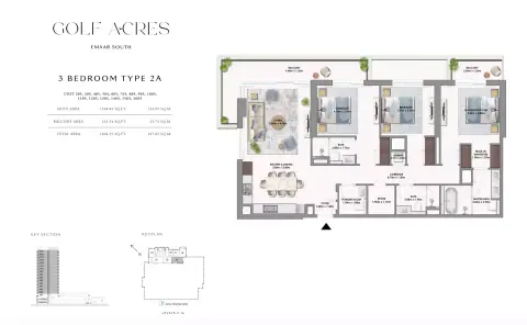 Plattegrond van 3 slaapkamers in Golf Acres