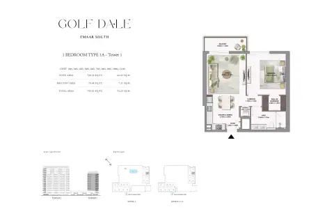 Plattegrond van 1 slaapkamer in Golf Dale