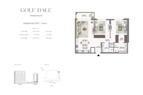 Plattegrond van 2 slaapkamers in Golf Dale