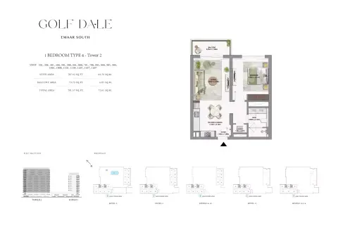 Plattegrond van 1 slaapkamer in Golf Dale
