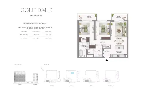 Plattegrond van 2 slaapkamers in Golf Dale