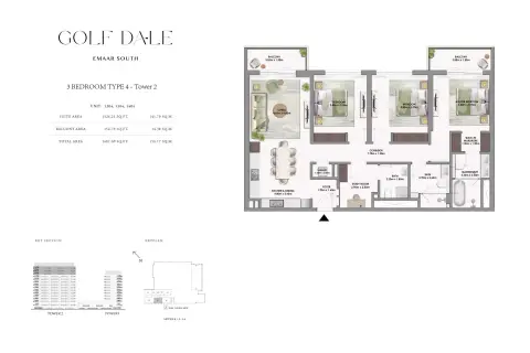 Plattegrond van 3 slaapkamers in Golf Dale