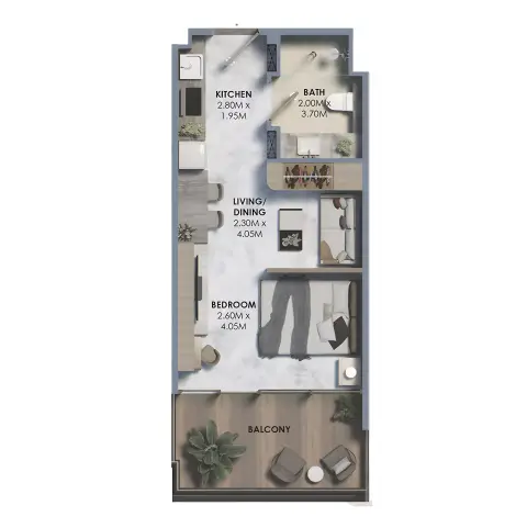 Plattegrond van Studio in Marquis Vista