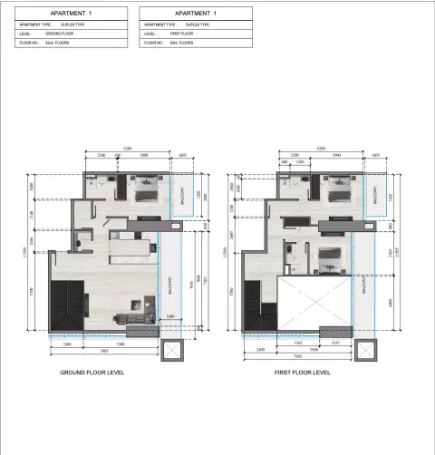 Plattegrond van 3 slaapkamers in Auresta Tower