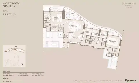 Plattegrond van 4 slaapkamers in Jumeirah Asora Bay