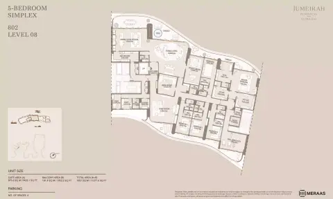 Plattegrond van 5 slaapkamers in Jumeirah Asora Bay