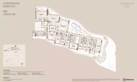 Plattegrond van 6 slaapkamers in Jumeirah Asora Bay
