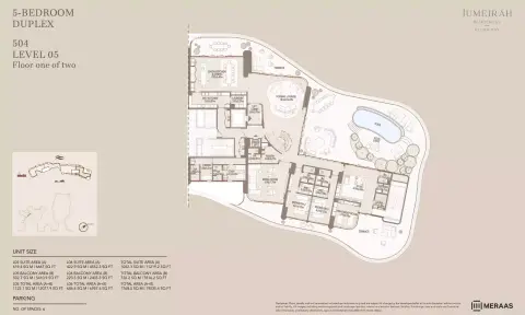 Plattegrond van 5 slaapkamers in Jumeirah Asora Bay