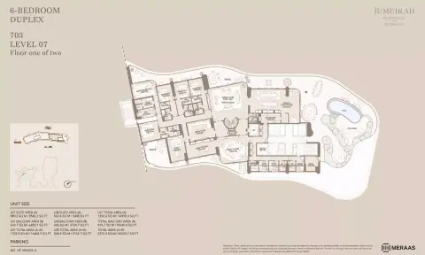 Plattegrond van 6 slaapkamers in Jumeirah Asora Bay