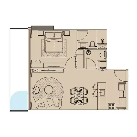 Plattegrond van 1 slaapkamer in Cove Edition Phase 5 By Imtiaz