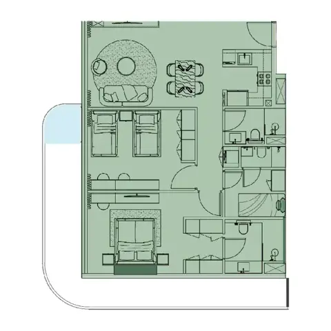 Plattegrond van 2 slaapkamers in Cove Edition Phase 5 By Imtiaz