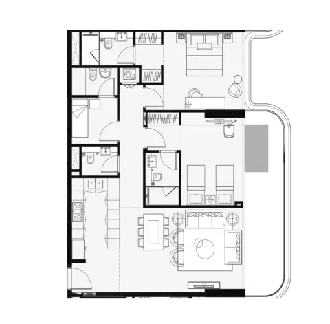 Plattegrond van 2 slaapkamers in Sunset Bay Phase 4 by Imtiaz