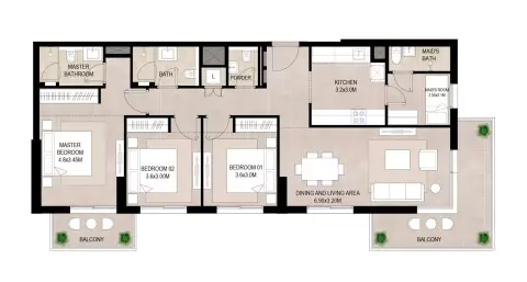 Plattegrond van 3 slaapkamers in Lexington