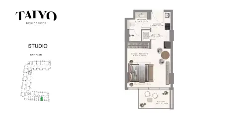 Plattegrond van Studio in Taiyo Residences