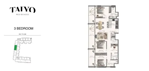 Plattegrond van 3 slaapkamers in Taiyo Residences