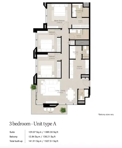 Plattegrond van 3 slaapkamers in Alton