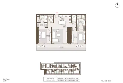 Plattegrond van 2 slaapkamers in Akala Hotel & Residences