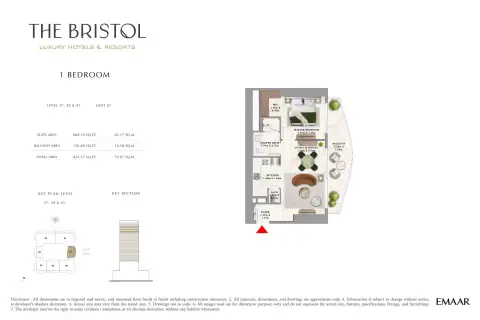 Plattegrond van 1 slaapkamer in The Bristol