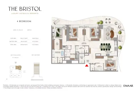 Plattegrond van 4 slaapkamers in The Bristol