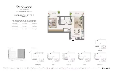 Plattegrond van 1 slaapkamer in Parkwood