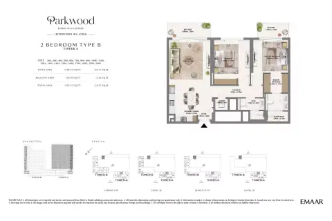 Plattegrond van 2 slaapkamers in Parkwood