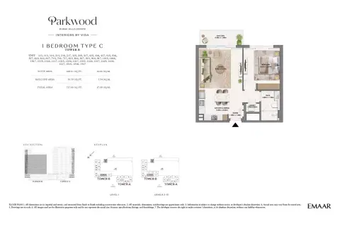 Plattegrond van 1 slaapkamer in Parkwood