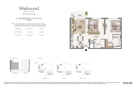 Plattegrond van 2 slaapkamers in Parkwood